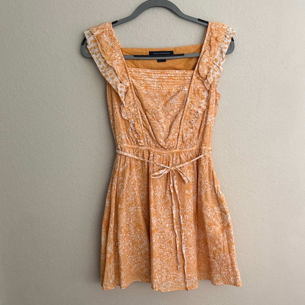 French Connection Orange and Cream Mini Dress